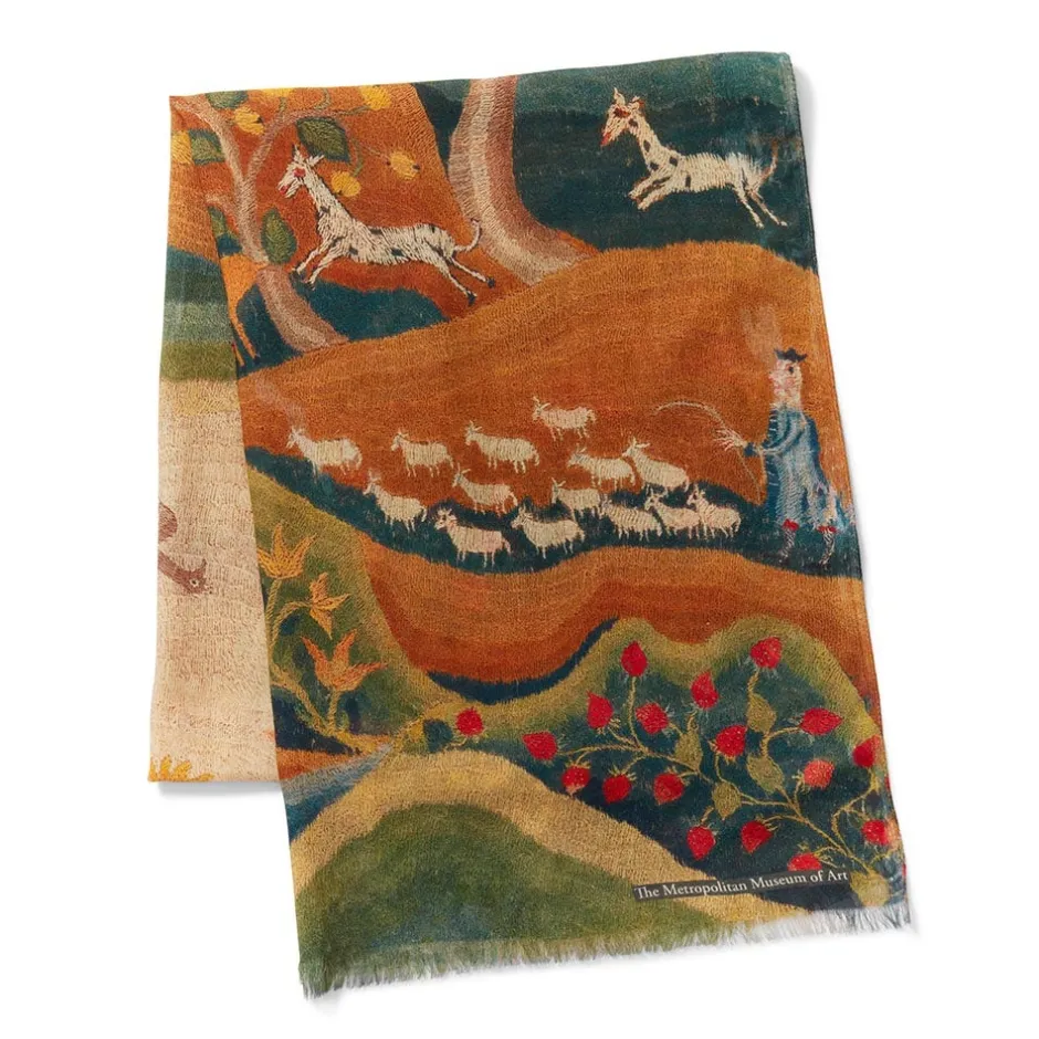Best American Folk Art Landscape Oblong Scarf Scarves & Wraps