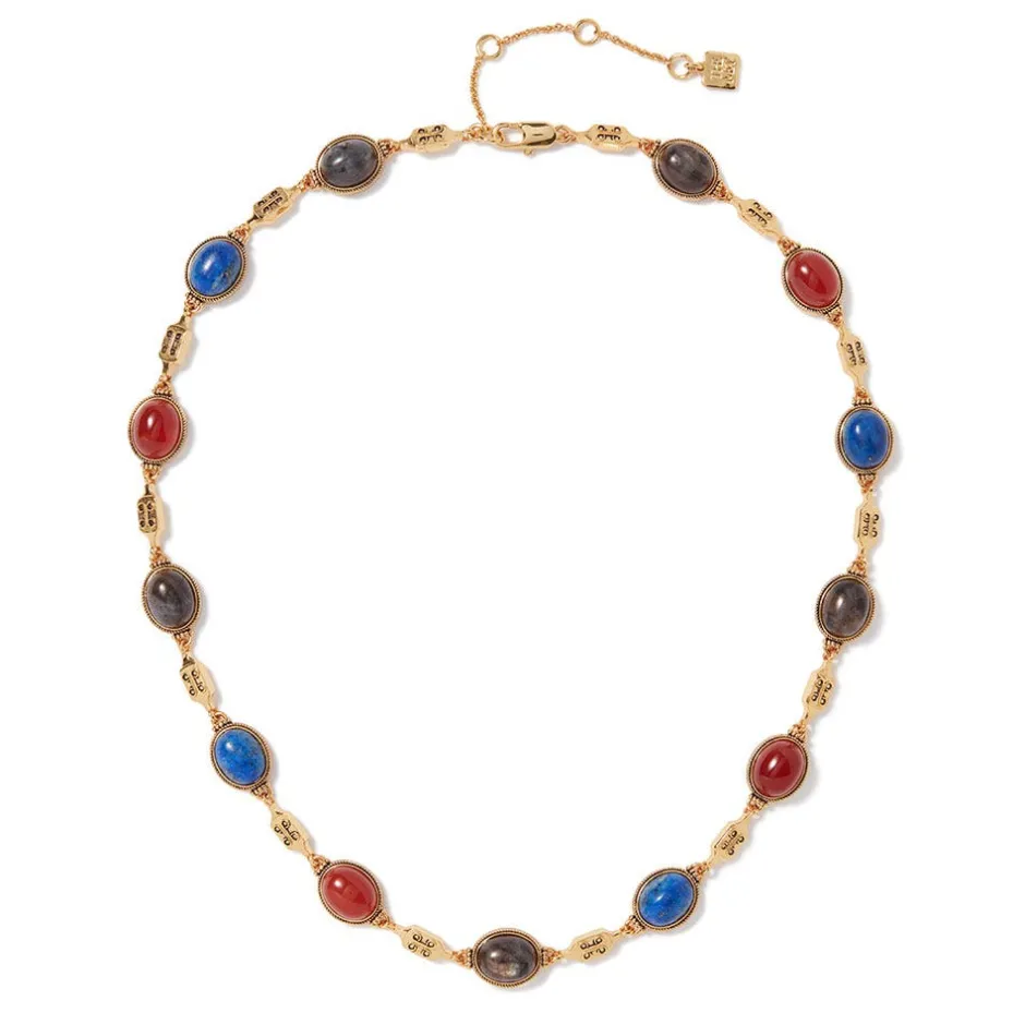 Ancient Gems Multistone Statement Necklace and Triple-Drop Lapis Earrings Set Jewelry Sets