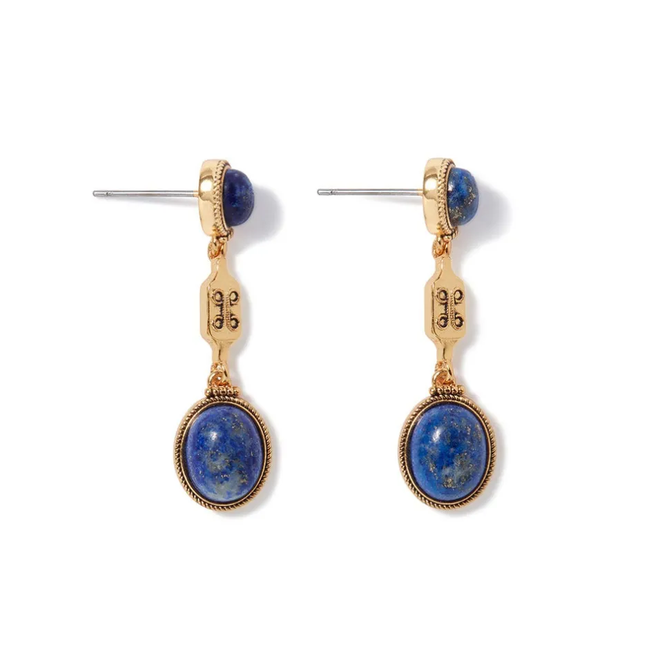 Online Ancient Gems Triple-Drop Lapis Earrings Earrings