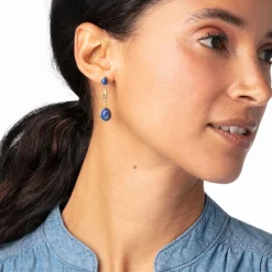 Online Ancient Gems Triple-Drop Lapis Earrings Earrings