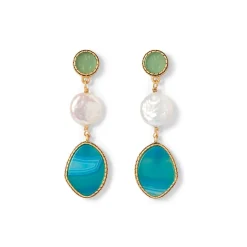 Hot Ancient Mixed Motifs Glass Triple-Drop Earrings Earrings
