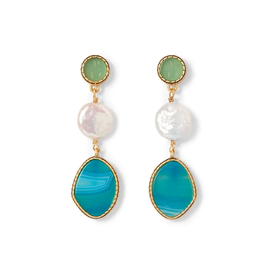 Hot Ancient Mixed Motifs Glass Triple-Drop Earrings Earrings