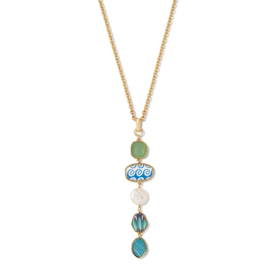 Sale Ancient Mixed Motifs Glass Pendant Drop Necklace Necklaces