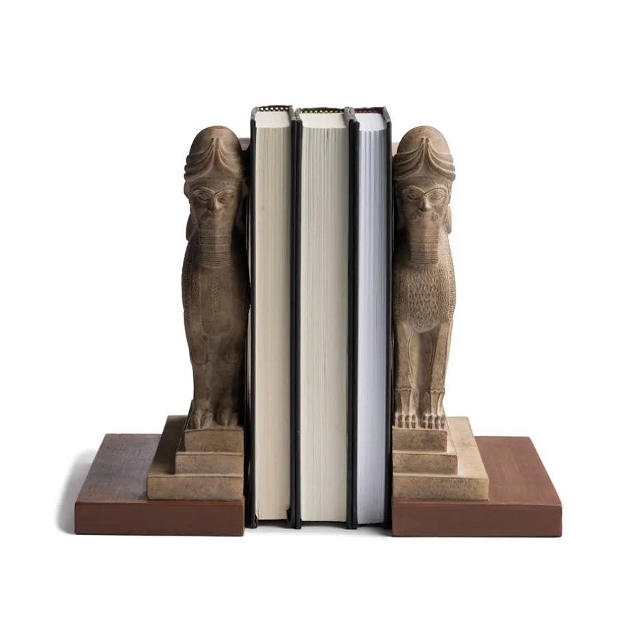 Clearance Assyrian Palace Guard Bookends Sculpture|Decorative Accents