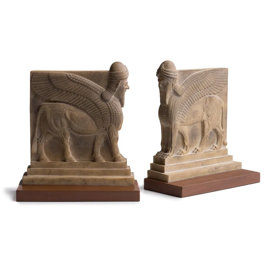 Clearance Assyrian Palace Guard Bookends Sculpture|Decorative Accents