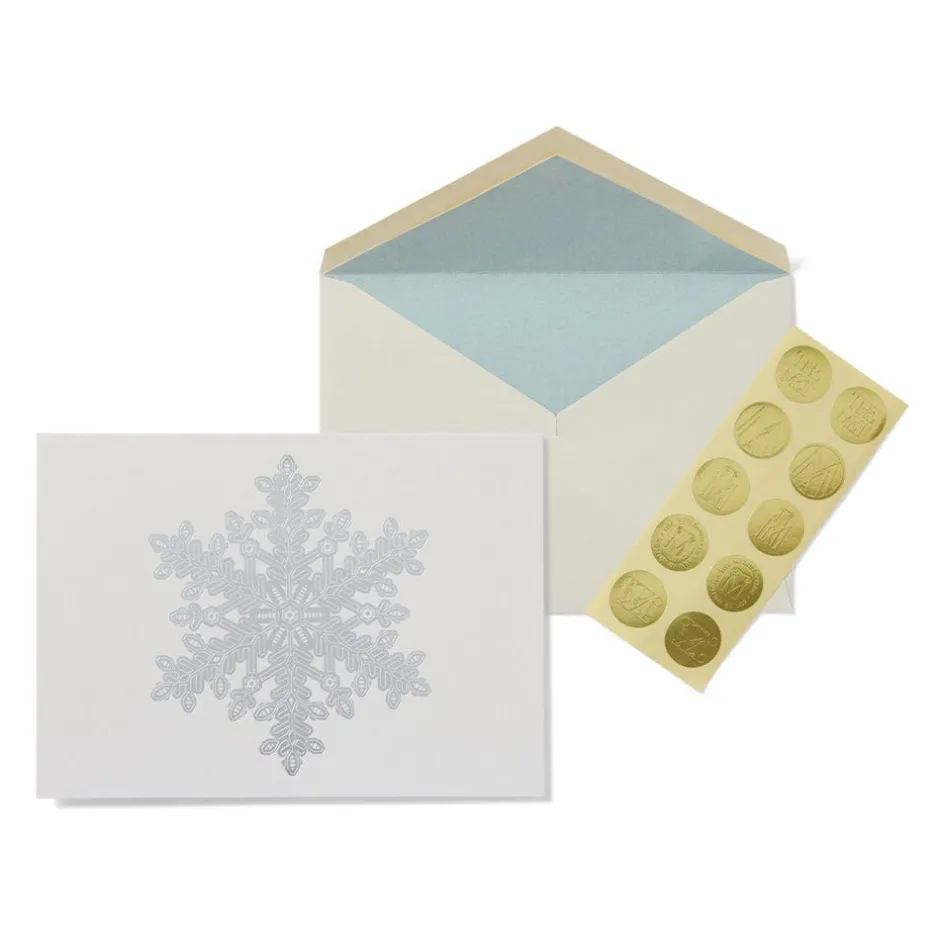 Online Bentley: Snow Crystal Fine Holiday Cards with Lined Envelopes and Foil Seals Holiday Cards