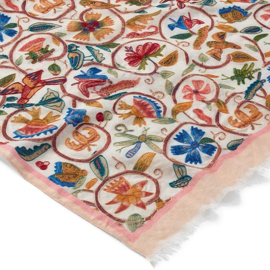 Best British Flowering Vines Embroidered Oblong Scarf Scarves & Wraps