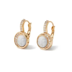 Sale Celestial Symbols Carved Mother-of-Pearl Coin Hoop Earrings Earrings