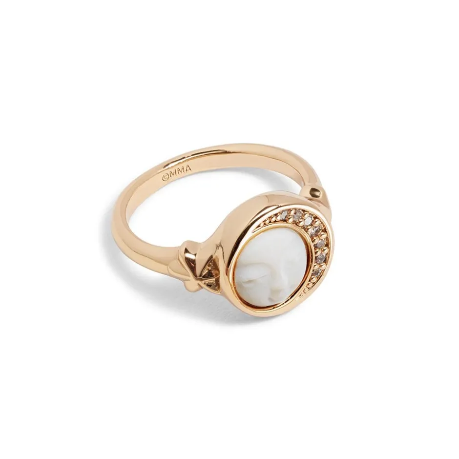 Best Celestial Symbols Carved Mother-of-Pearl Signet Ring Rings
