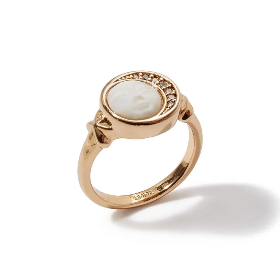 Best Celestial Symbols Carved Mother-of-Pearl Signet Ring Rings