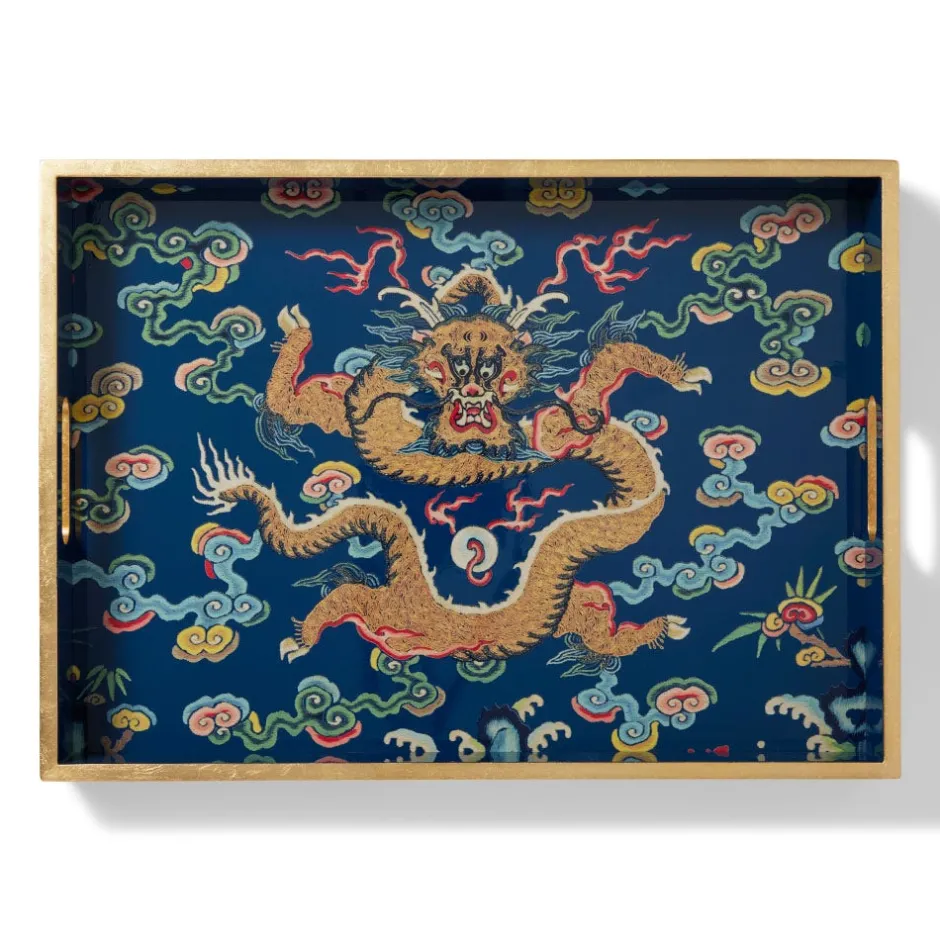 New Chinese Dragon Rank Badge Lacquer Tray Tableware|Decorative Accents