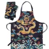Hot Chinese Dragon Rank Badge Apron and Tea Towel Set Tableware
