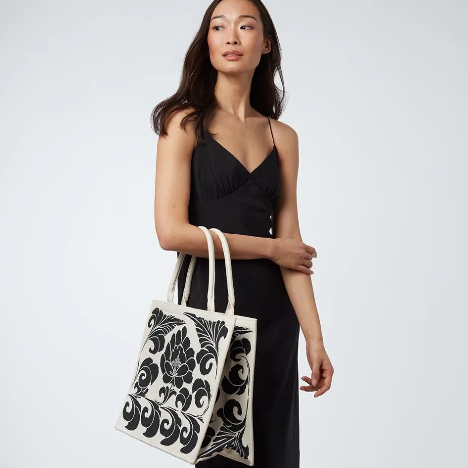 Discount Chinese Peony Oversize Structured Tote Bags