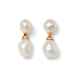 Hot Cypriot Twist Pearl Double-Drop Earrings Earrings