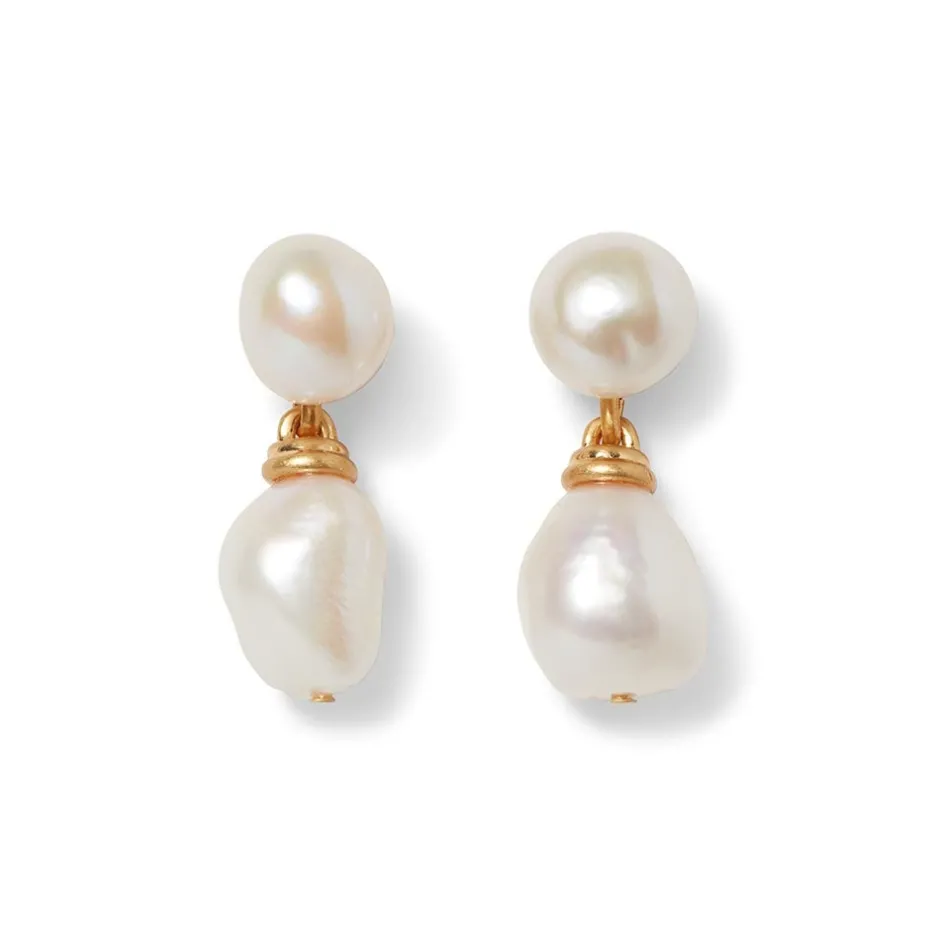 Hot Cypriot Twist Pearl Double-Drop Earrings Earrings