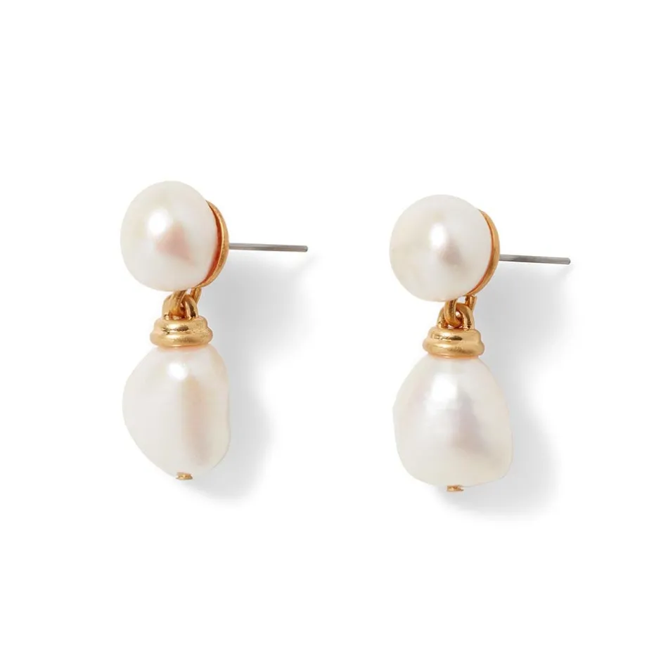 Hot Cypriot Twist Pearl Double-Drop Earrings Earrings