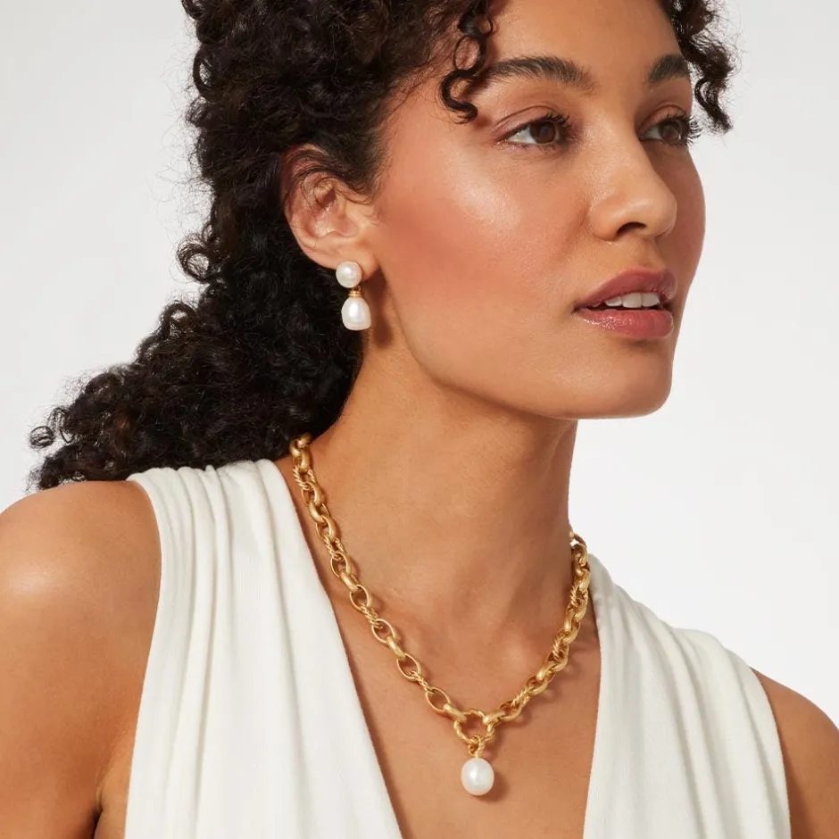 Hot Cypriot Twist Pearl Double-Drop Earrings Earrings