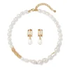 Clearance Cypriot Twist Pearl Necklace and Triple-Hoop Earrings Set Jewelry Sets