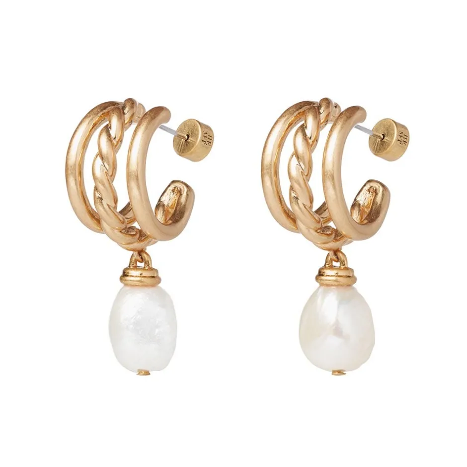Clearance Cypriot Twist Pearl Necklace and Triple-Hoop Earrings Set Jewelry Sets