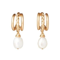 Online Cypriot Twist Pearl Triple-Hoop Earrings Earrings