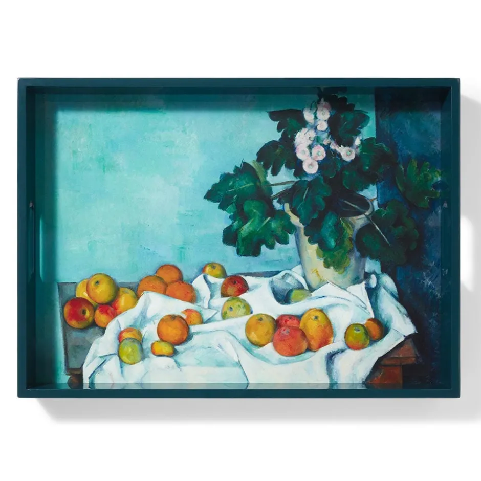 New Cézanne Apples and Primroses Rectangular Lacquer Tray Tableware|Decorative Accents