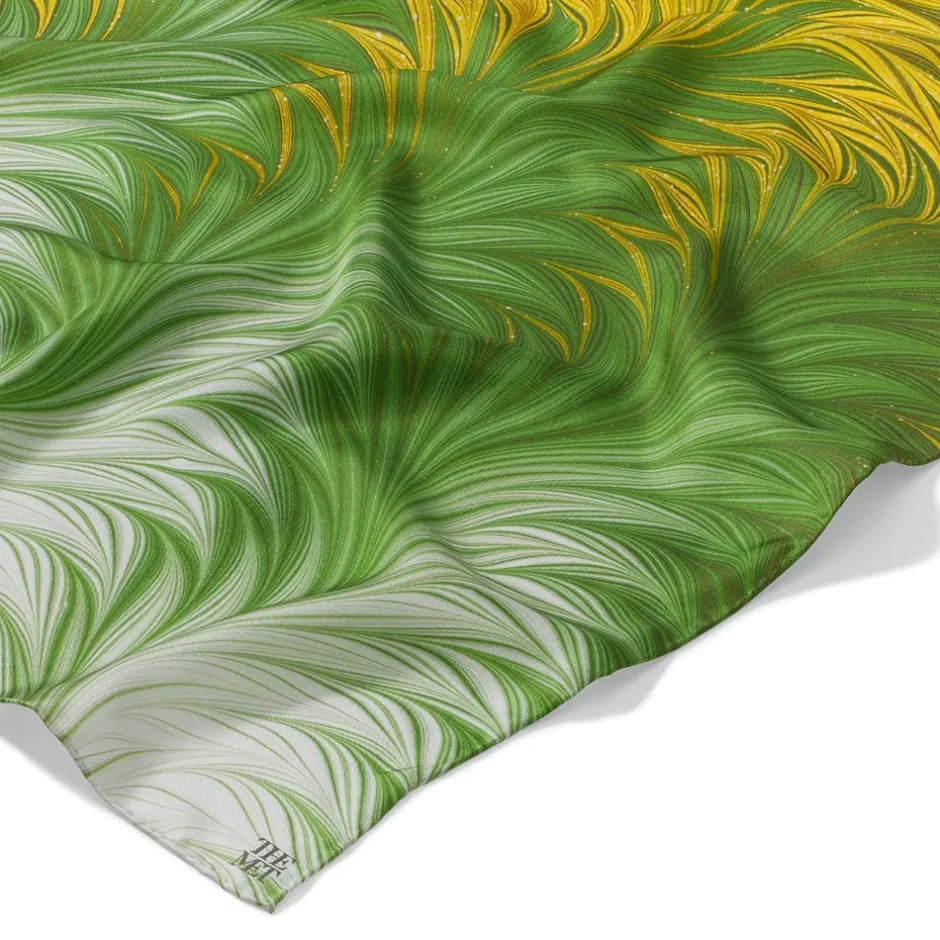 Best Daisy Garden Marbled Paper Oblong Silk Scarf Scarves & Wraps