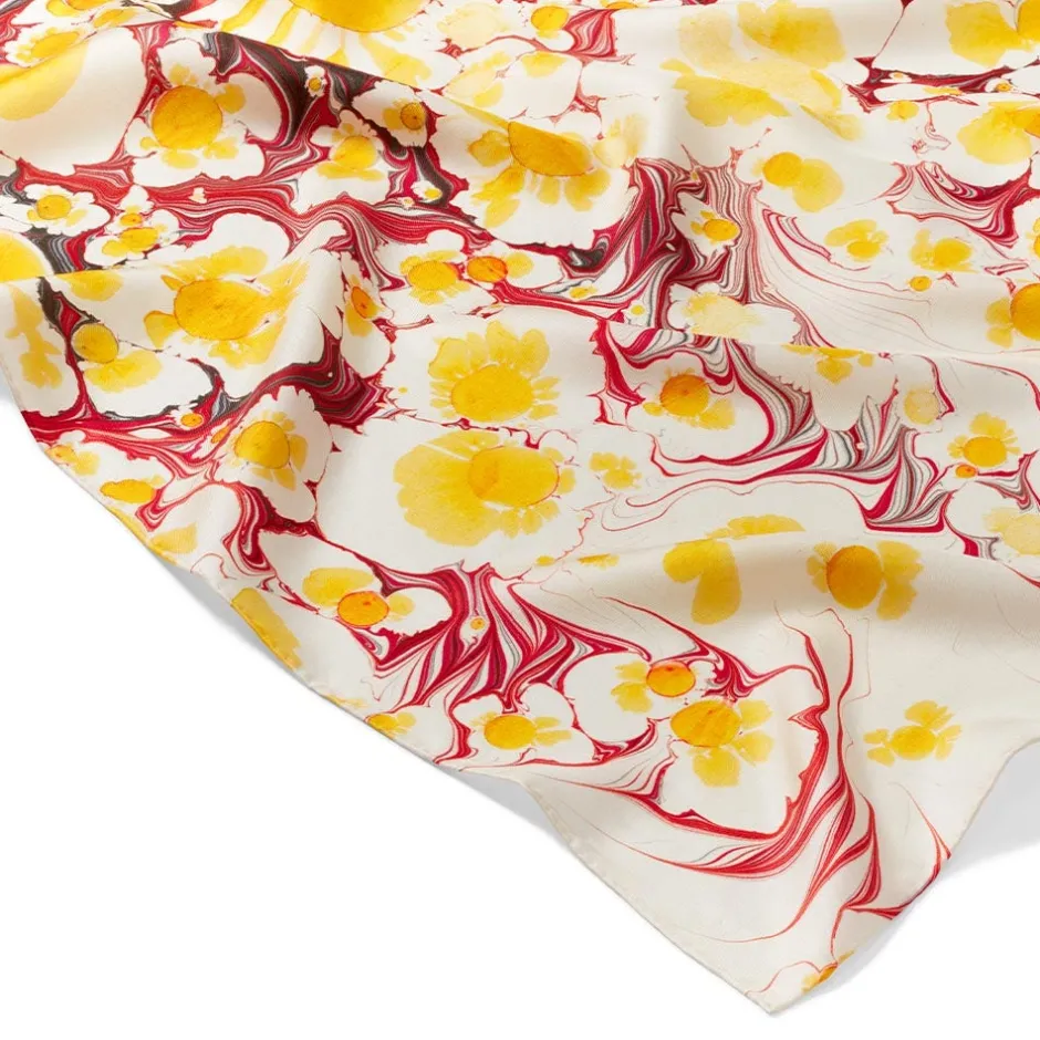 Best Daisy Garden Marbled Paper Oblong Silk Scarf Scarves & Wraps