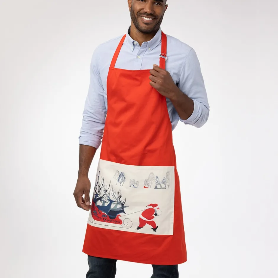 Best Earle Santa and Deer Apron with Pocket Tableware