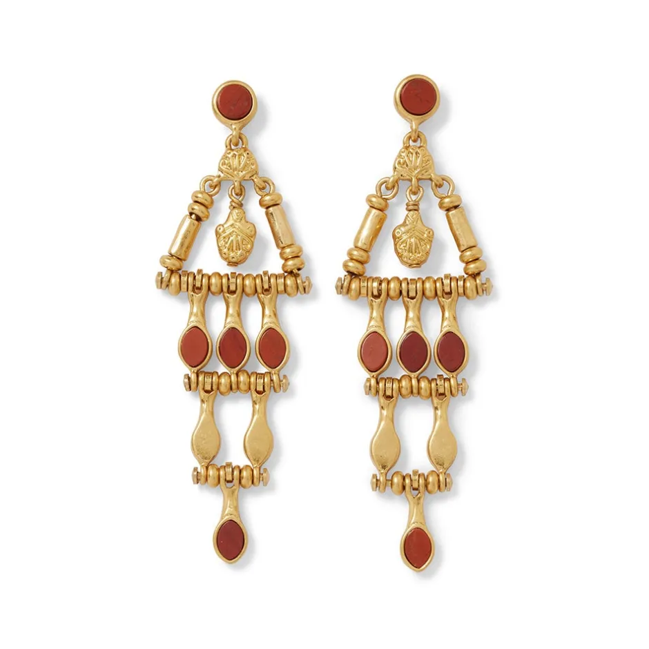 Sale Egyptian Nefer Amulet Red Jasper Chandelier Earrings Earrings