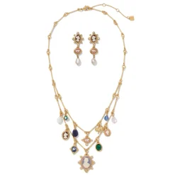 New European Cameo Charm Necklace and Drop Earrings Set Jewelry Sets