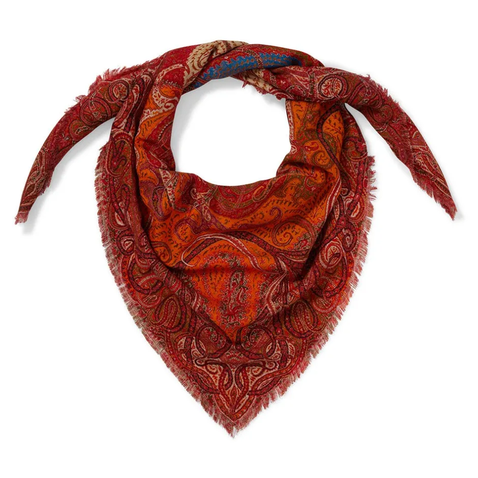 Discount Four Seasons Paisley Square Wool Scarf Scarves & Wraps