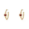 Hot Garnet Cabochon Twisted Hoop Earrings Earrings