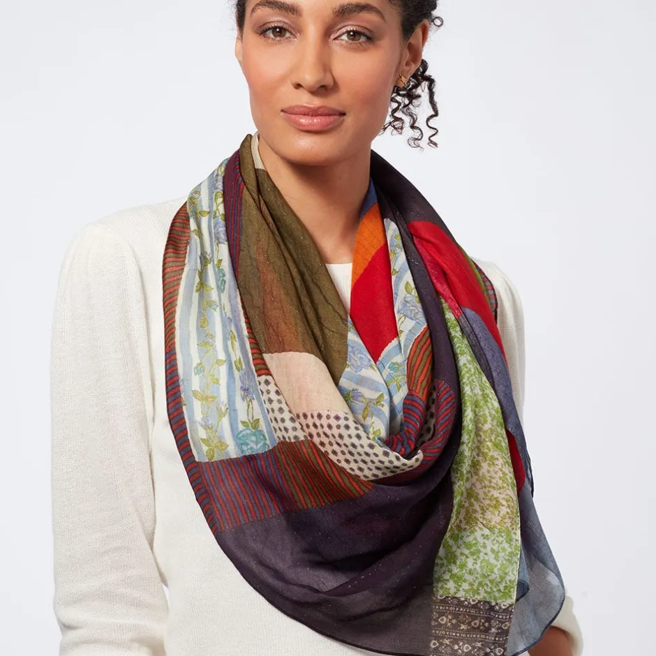 Discount Gee's Bend Pettway Quilt Design Oblong Silk Scarf Scarves & Wraps