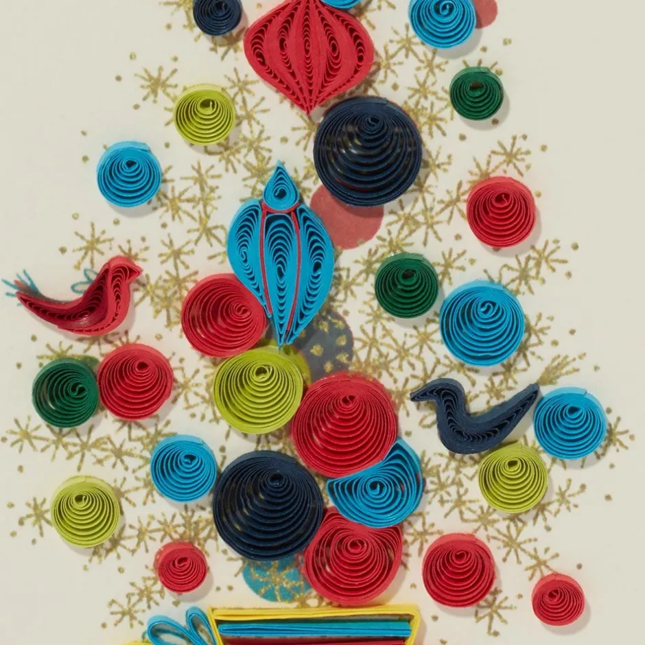 Discount Golden Christmas Tree Quilled Holiday Card Holiday Cards