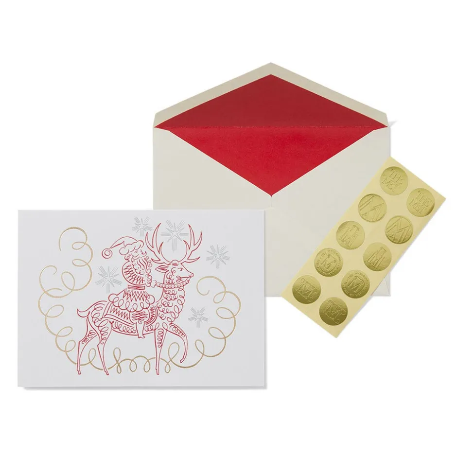 Outlet Gordon: Santa Riding Reindeer Fine Holiday Cards Holiday Cards