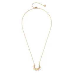 New Hammered Crescent Pearl Pendant Necklace Necklaces