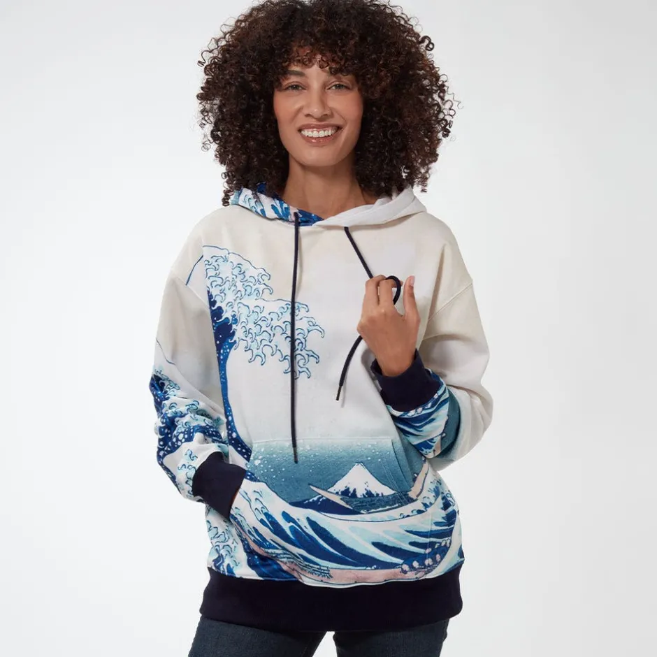 Clearance Hokusai Great Wave All-Over Print Unisex Hoodie Clothing
