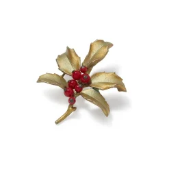 Sale Holly Berry Jade Brooch Pins & Brooches