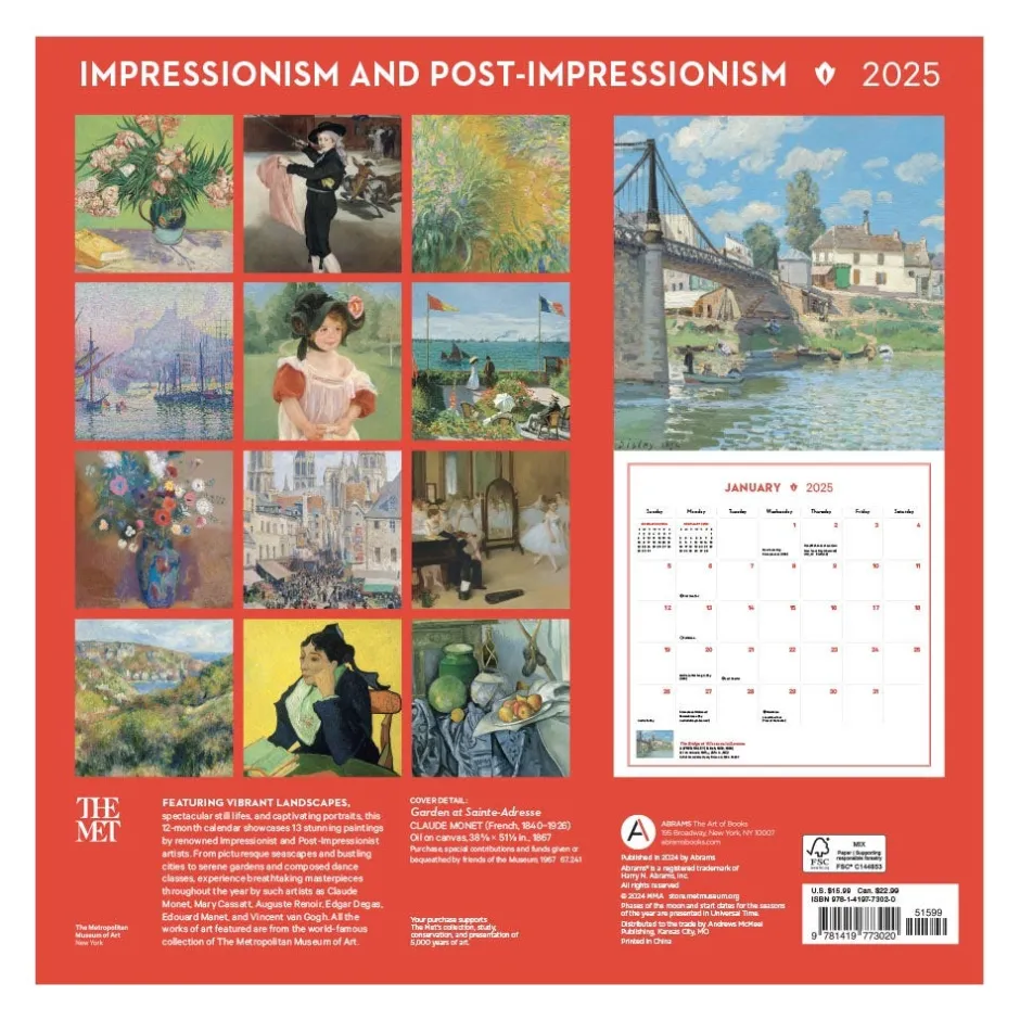 Discount Impressionism and Post-Impressionism Wall Calendar 2025 Calendars