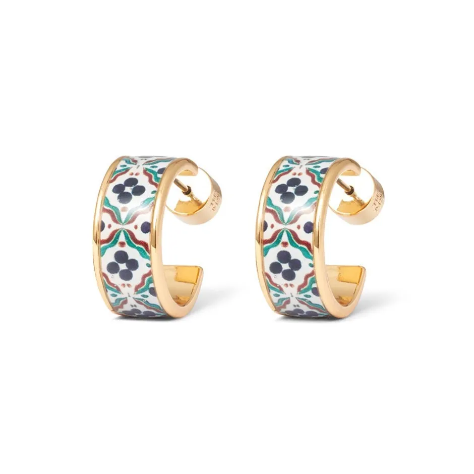 Hot Iznik Cintamani Enamel Hoop Earrings Earrings