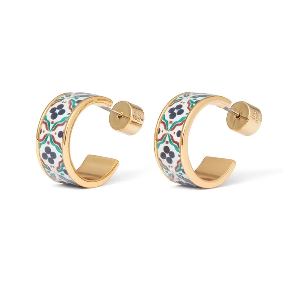 Hot Iznik Cintamani Enamel Hoop Earrings Earrings