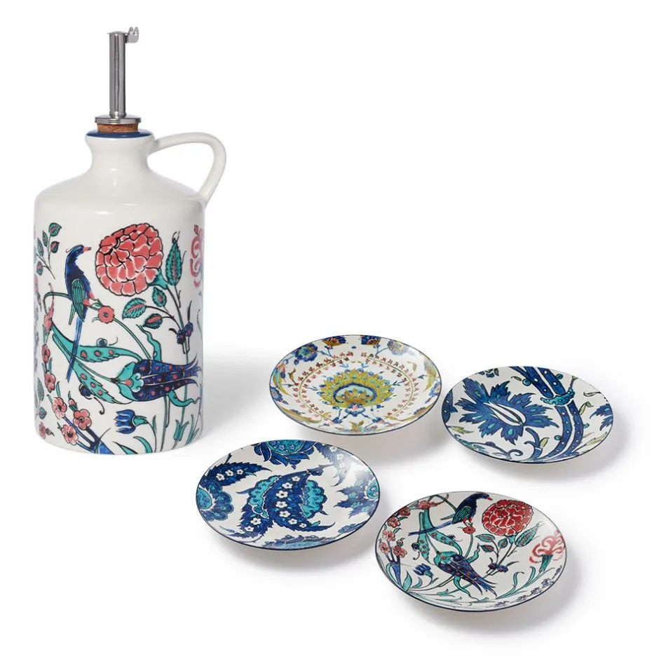 Clearance Iznik Garden Oil Cruet and Dipping Bowl Set Tableware