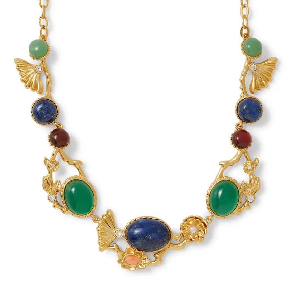 Hot Japanese Imari Collar Necklace and Linear Drop Earrings Set Jewelry Sets