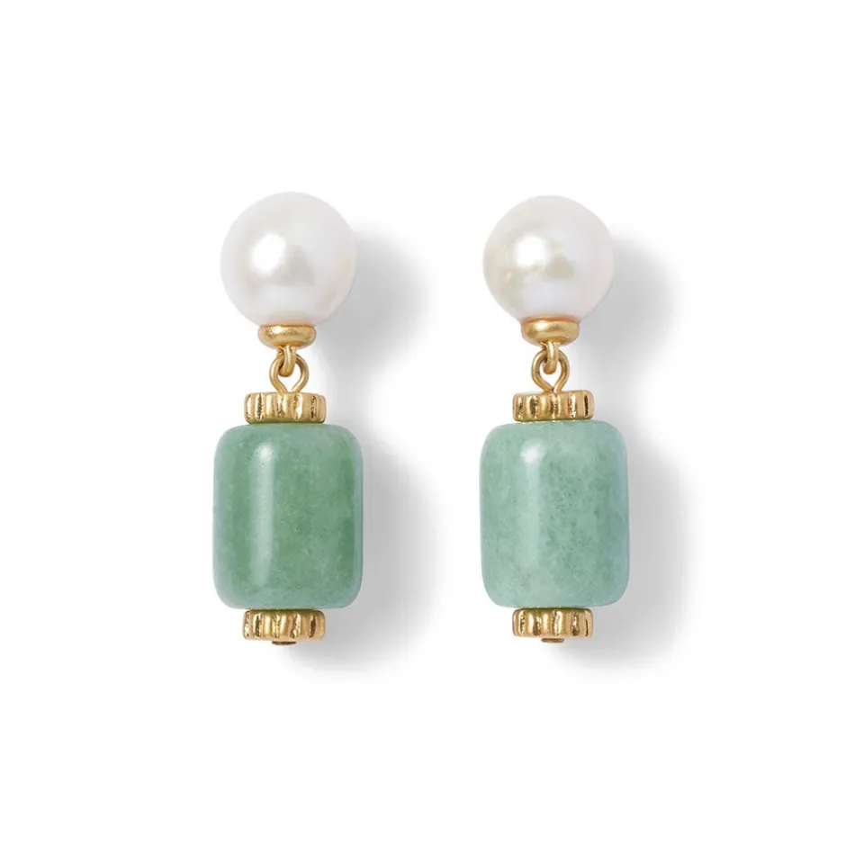 Outlet Karavas Gems Aventurine and Pearl Drop Earrings Earrings