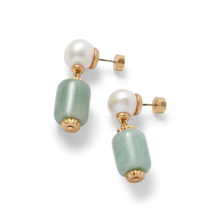 Outlet Karavas Gems Aventurine and Pearl Drop Earrings Earrings