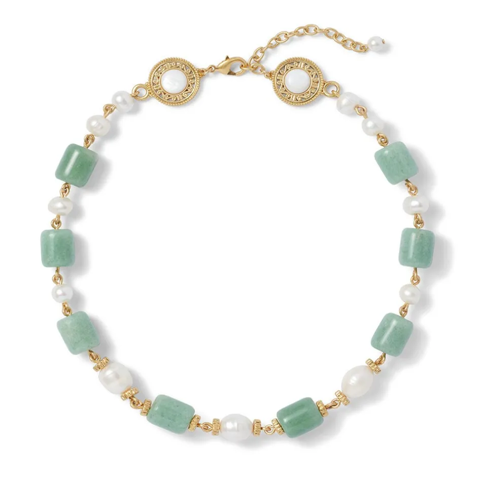Discount Karavas Gems Large-Bead Aventurine and Pearl Necklace Necklaces