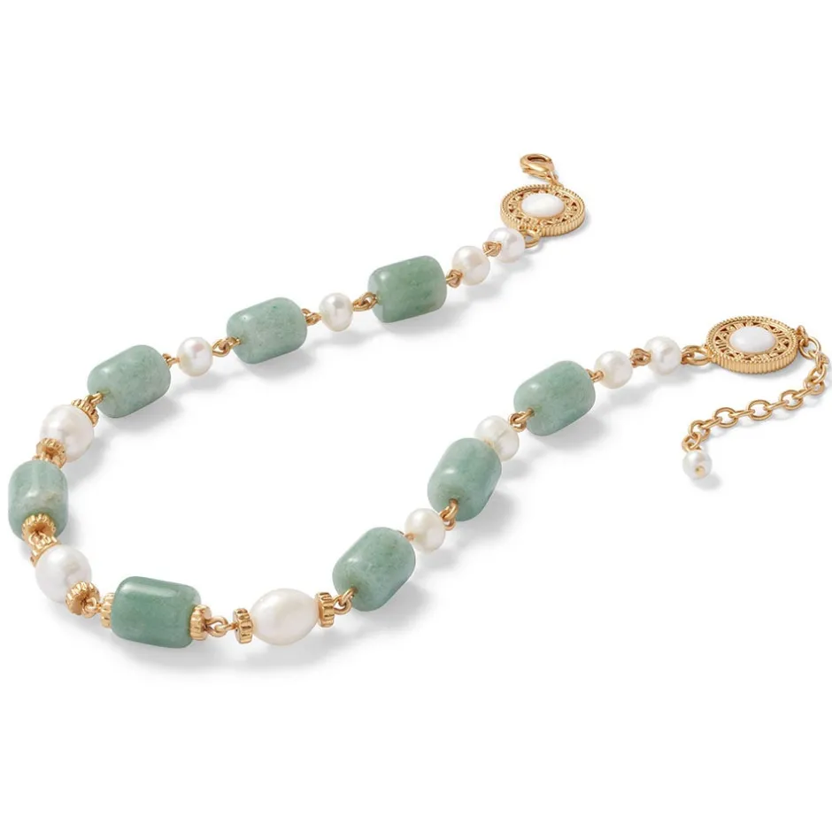 Discount Karavas Gems Large-Bead Aventurine and Pearl Necklace Necklaces