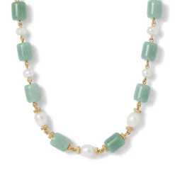 Outlet Karavas Gems Large-Bead Aventurine and Pearl Necklace and Drop Earrings Set Jewelry Sets