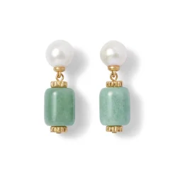 Outlet Karavas Gems Large-Bead Aventurine and Pearl Necklace and Drop Earrings Set Jewelry Sets