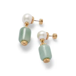 Outlet Karavas Gems Large-Bead Aventurine and Pearl Necklace and Drop Earrings Set Jewelry Sets